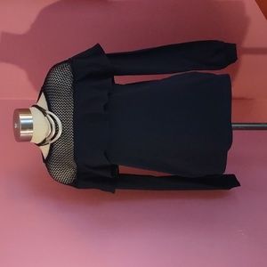 Open knit ruffle detail top